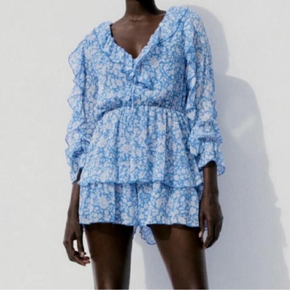 Blue Floral Romper